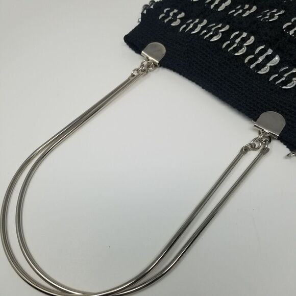 Black Macrame Shoulder Bag with Pop Tabs - Picture 13 of 13